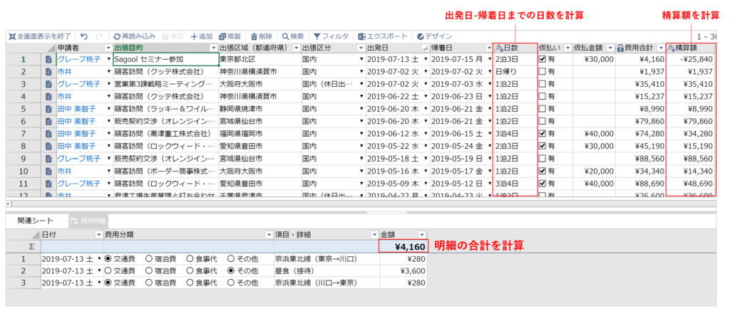 KH　送料実費精算 出張の承認申請を行う - krewSheetドリル